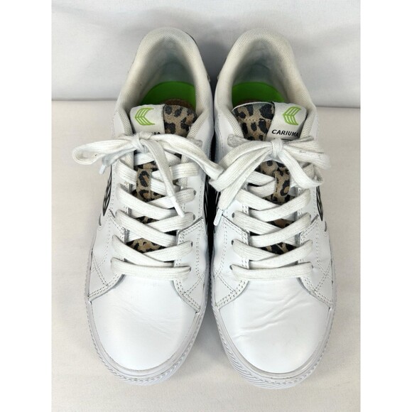 Cariuma Salvas Leather Sneakers Women's Size 9 Leopard White Lace Up Casual - Picture 3 of 12